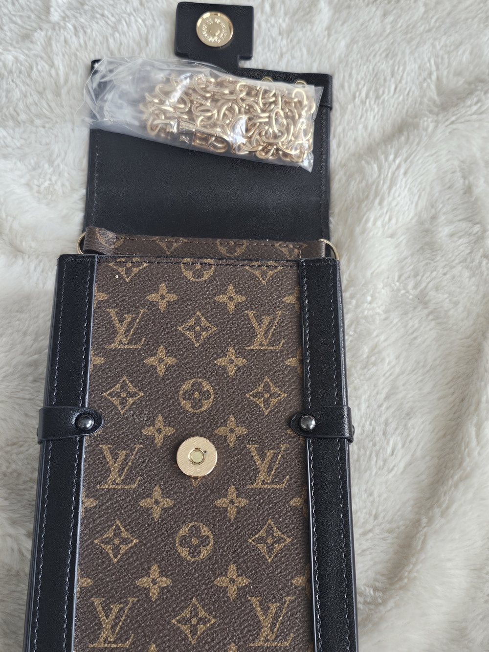 Women's Wallet in Brown and Black with Gold Hardware - Picture 5 of 5